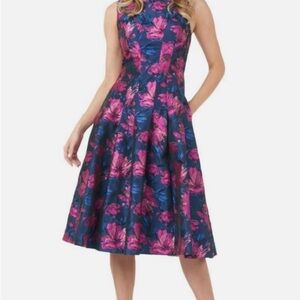 NWT Kay Unger Floral Jacquard Midi Dress — Size 4